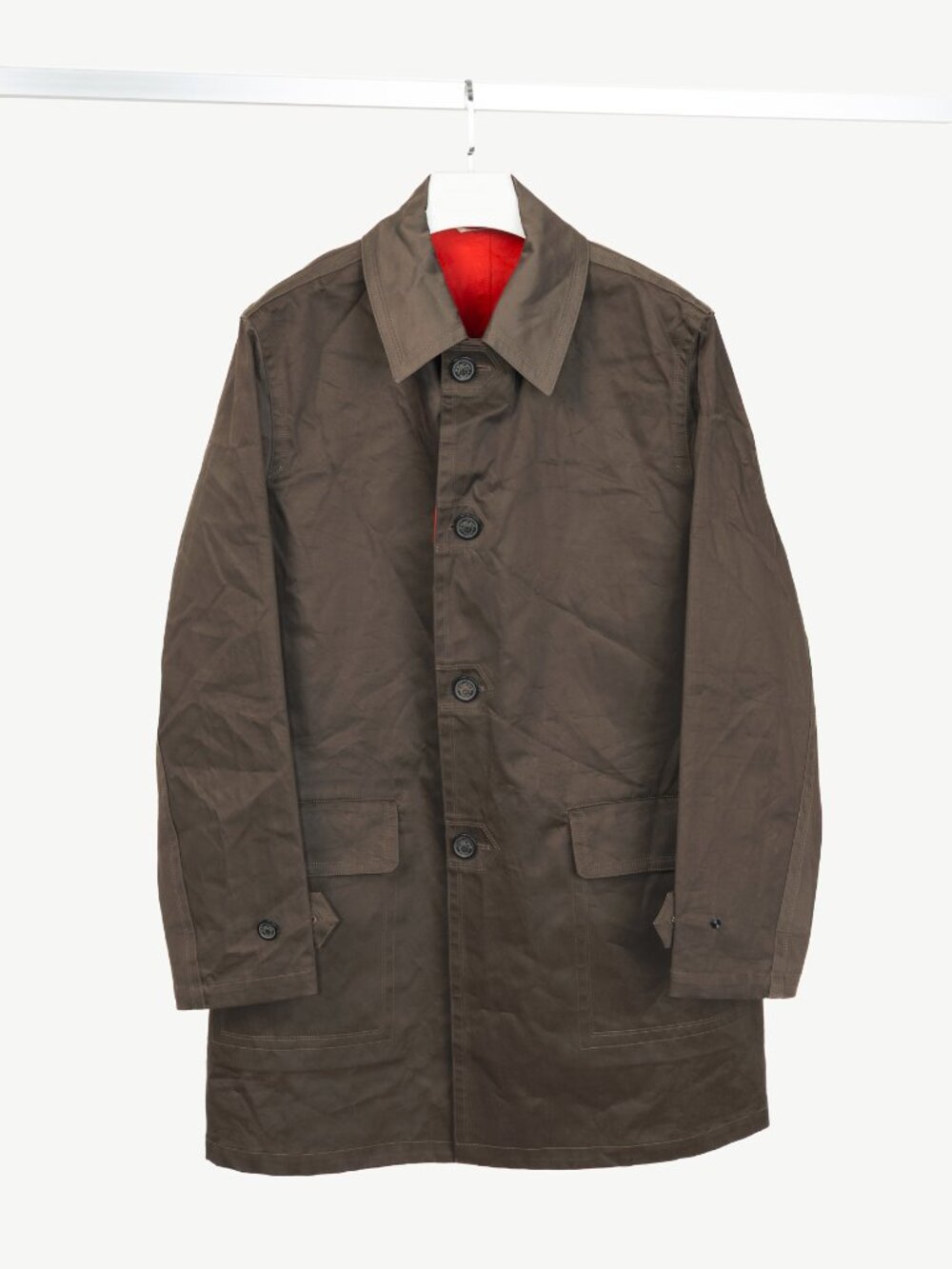 Hermes Brown Coated Cotton Mackintosh Coat